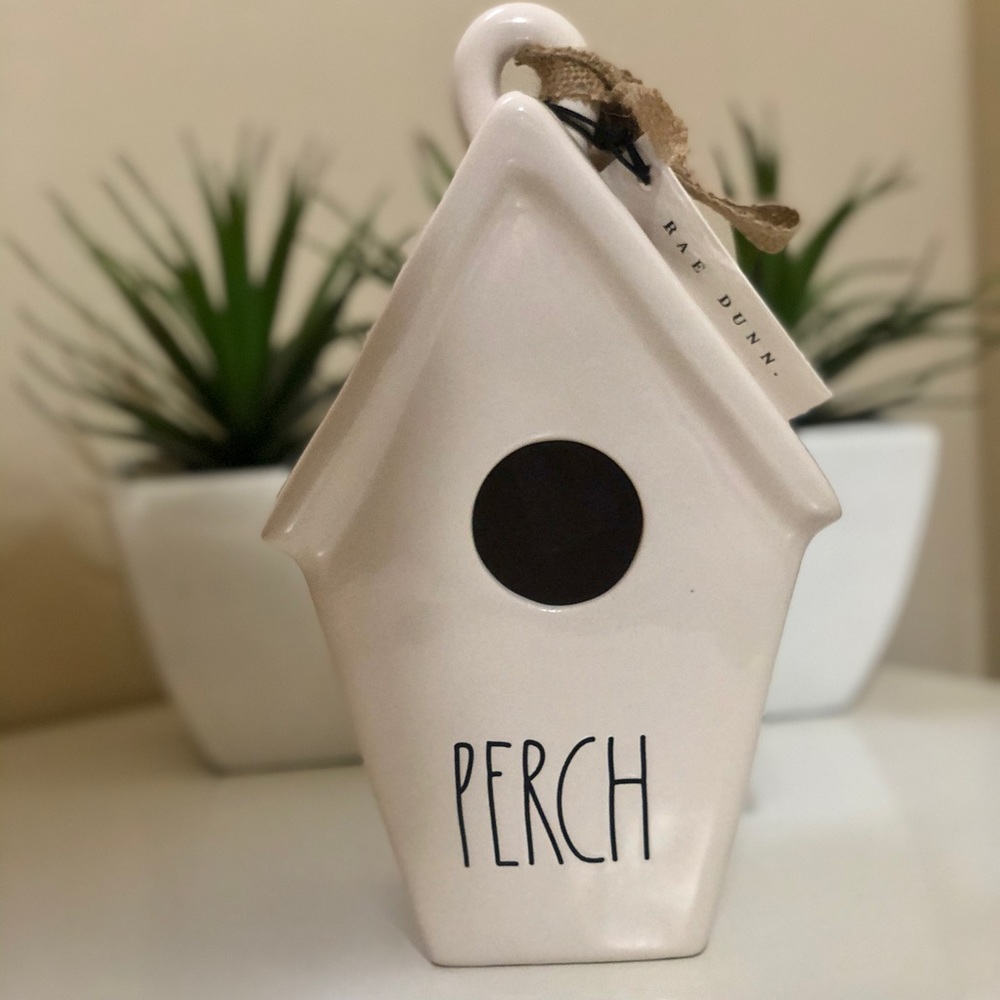 LAST ONE! RAE DUNN Perch Ceramic Birdhouse Home Decor White Farmhouse Pet